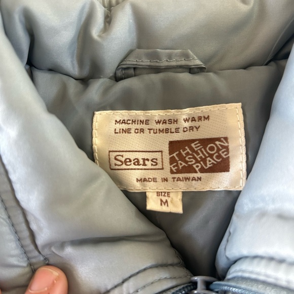 Vintage 80s Sears The Fashion Place Puffer Jacket Cropped - Picture 6 of 7